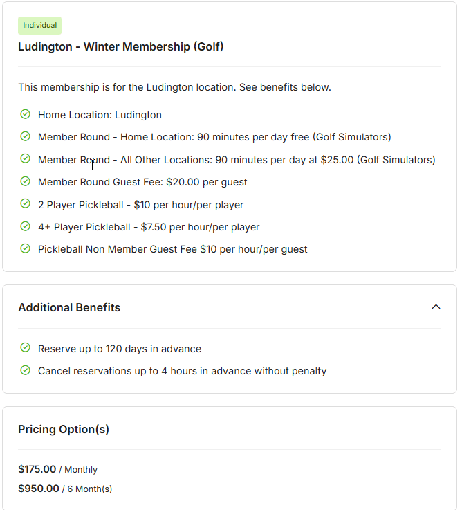 Ludington Golf Membership