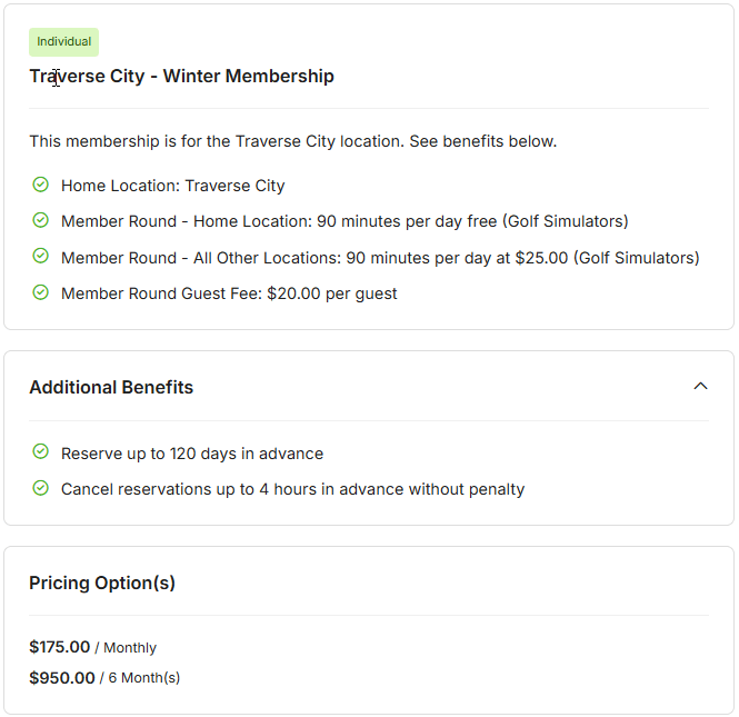 Traverse City Golf Membership